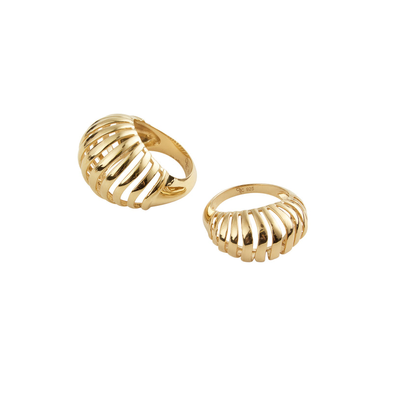 Mini Ribbed VOID Gold Vermeil Ring