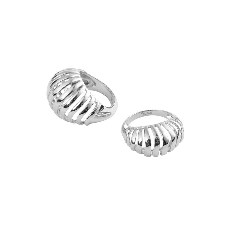 Mini Ribbed VOID Silver Ring