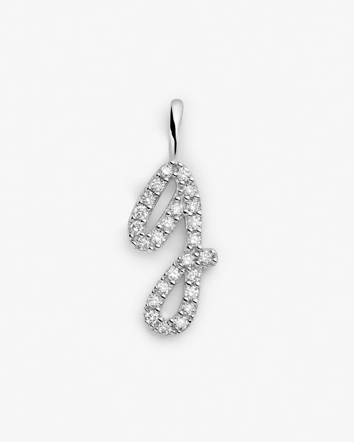 Initial G 14k Whitegold Necklace w. Lab-Grown Diamonds