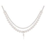 Bolt Silver Necklace w. Pearl & Zirconia