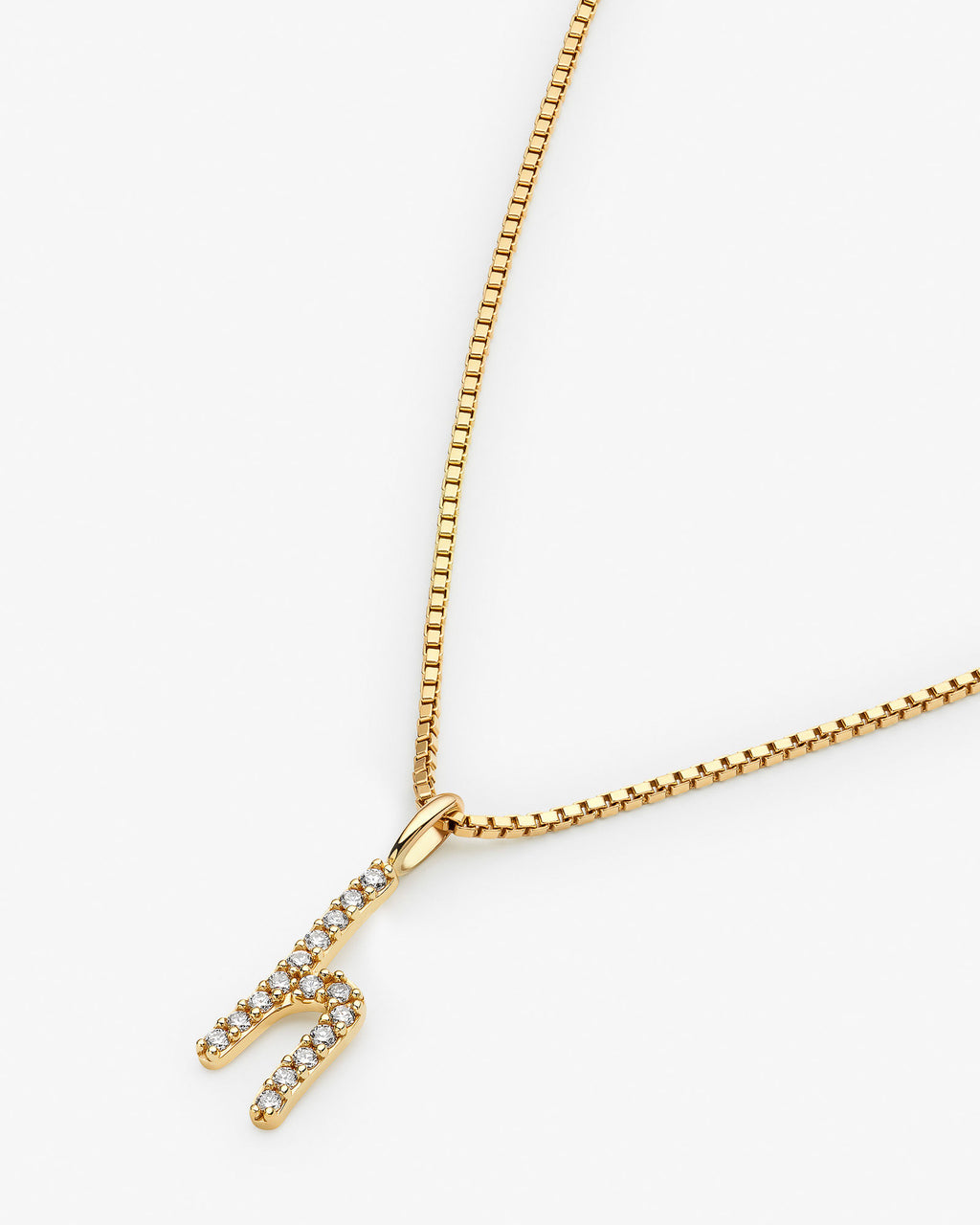 Initial H 14k Gold Necklace w. Lab-Grown Diamonds