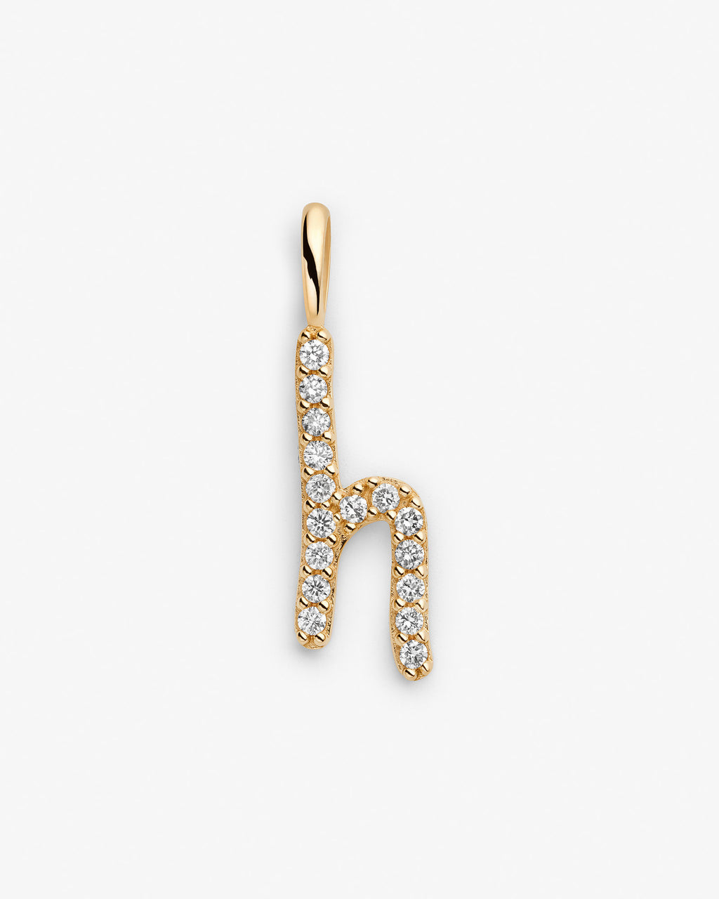 Initial H 14k Gold Necklace w. Lab-Grown Diamonds