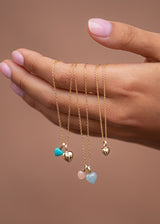 Heart 10K Gold Pendant w. Blue Sapphries