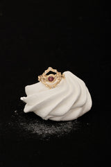 January Birthstone 18K Gold Ring w. Garnet & Sapphires