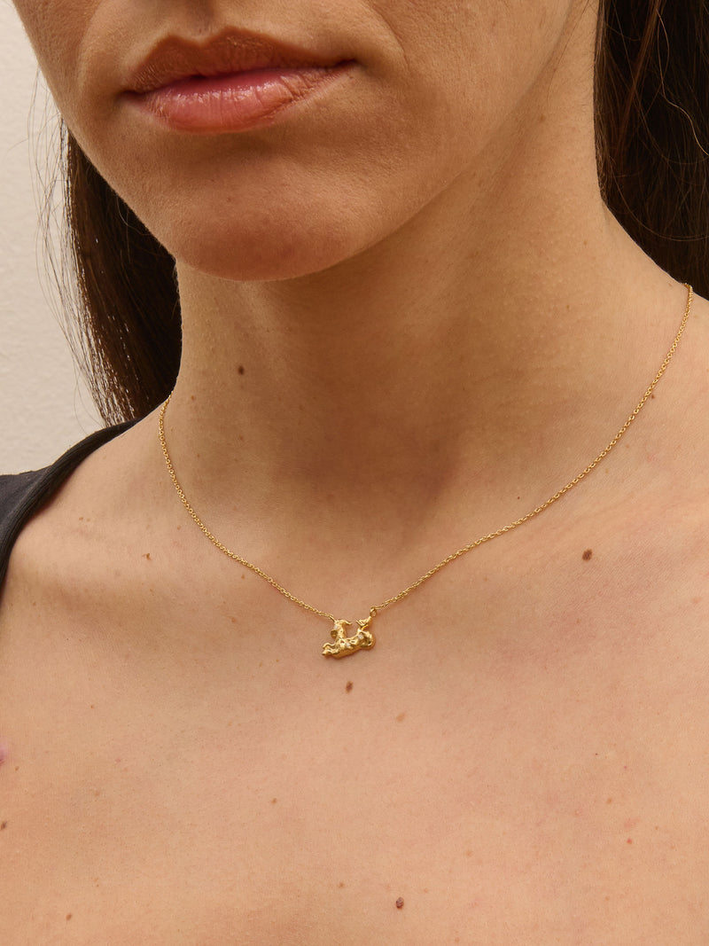 Capricorn 18K Gold Necklace w. Diamonds