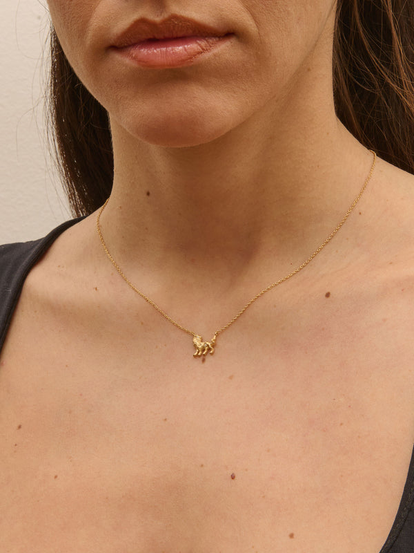 Leo 18K Gold Necklace w. Diamonds