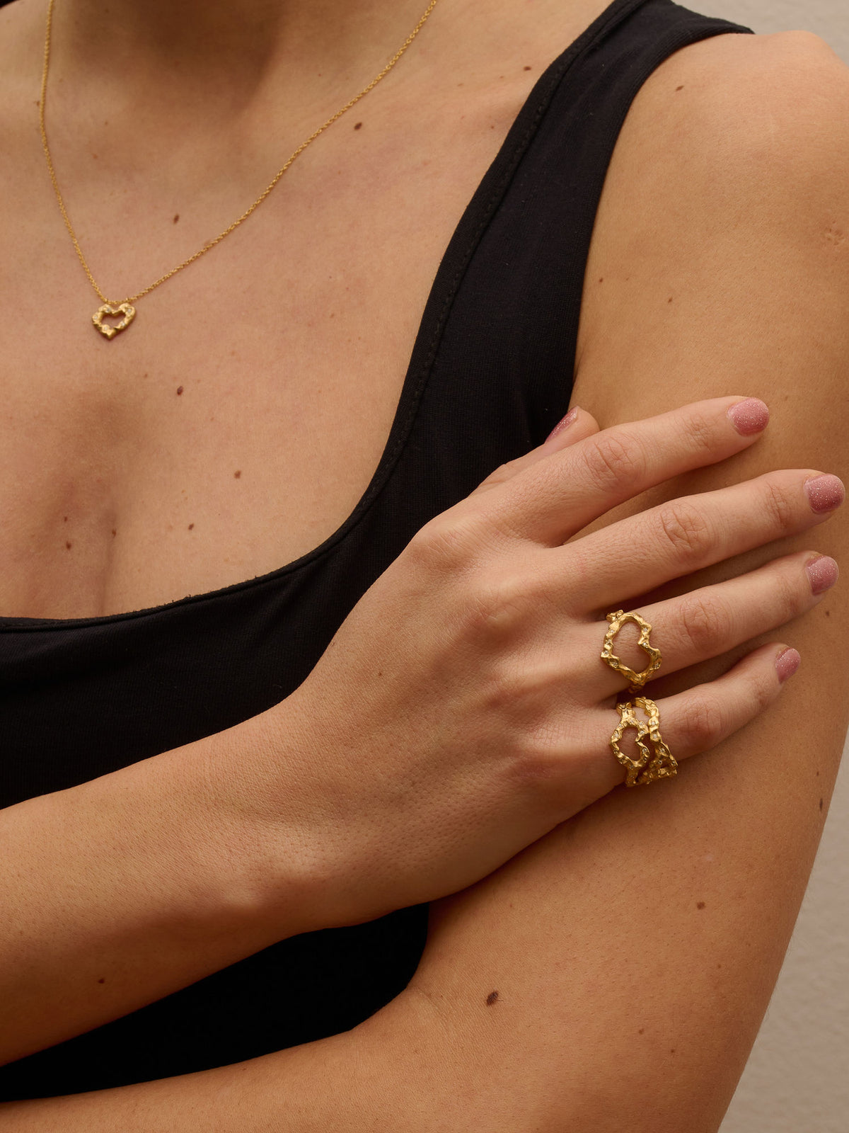 Heart to Heart 18K Guld Ring m. Diamanter