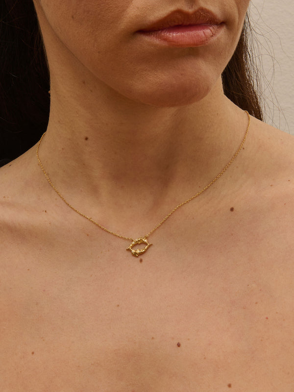 Pisces 18K Gold Necklace w. Diamonds