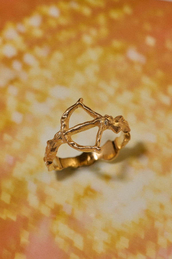 Sagittarius 18K Gold Ring w. Diamonds