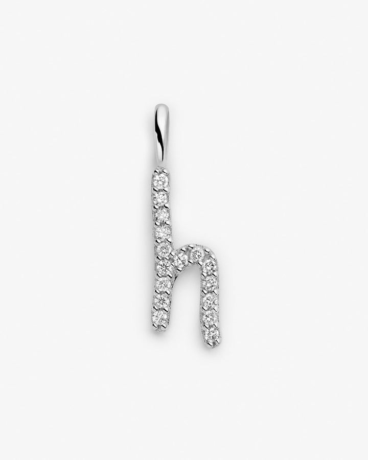 Initial H 14k Whitegold Necklace w. Lab-Grown Diamonds