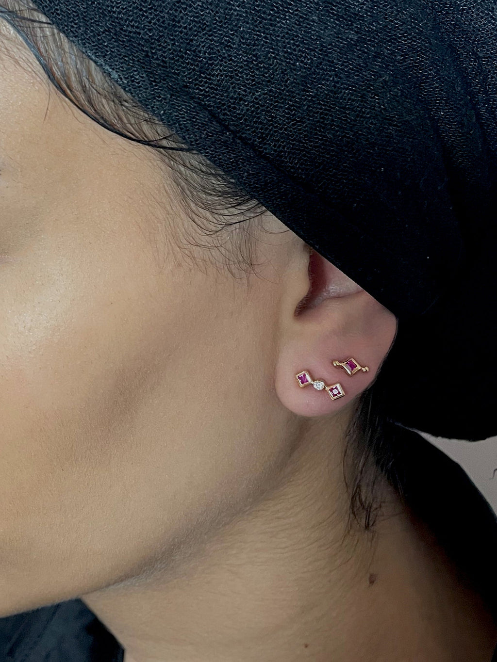 Zara Pink 14K Gold Plated Stud w. Zirconia