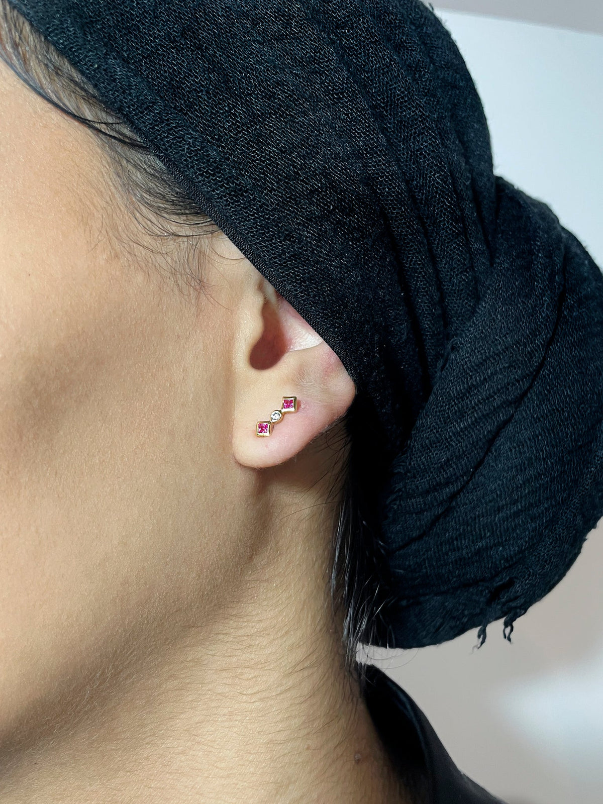Zara Pink 14K Forgyldt Ørestik m. Zirkoner