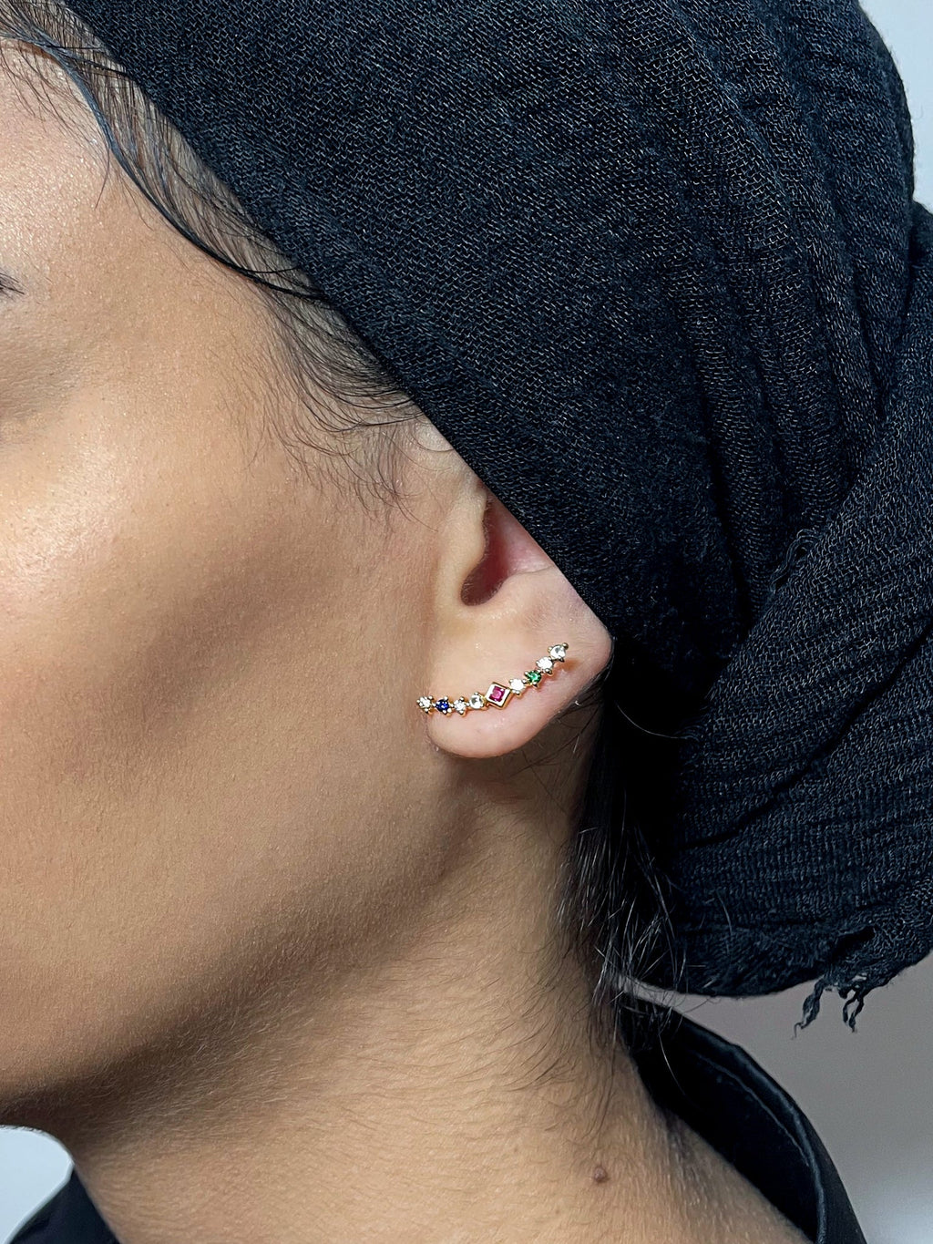 Super Nova Rainbow 14K Gold Plated Stud w. Zirkonien