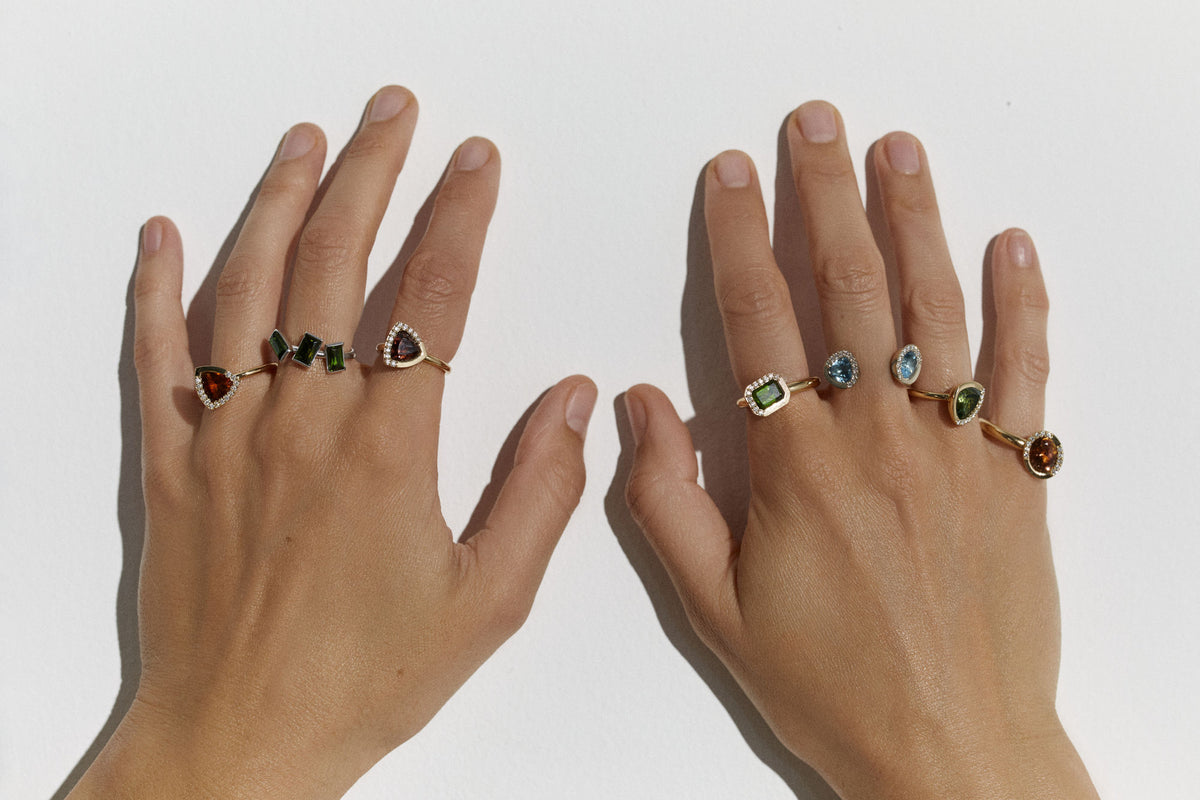Bloom 2 18K Or 14K Gold, Whitegold or Rosegold Ring  w. Tourmaline & Diamonds