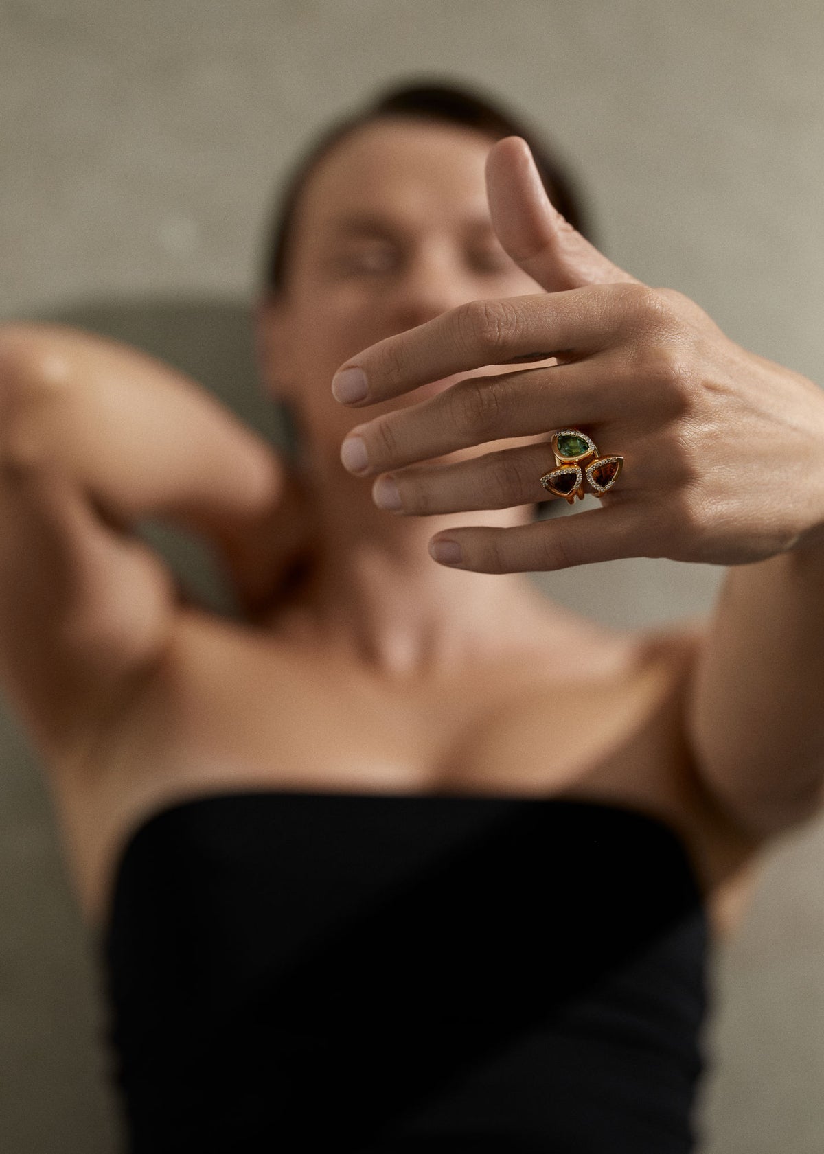 Bloom 7 18K Or 14K Gold, Whitegold or Rosegold Ring  w. Tourmaline & Diamonds