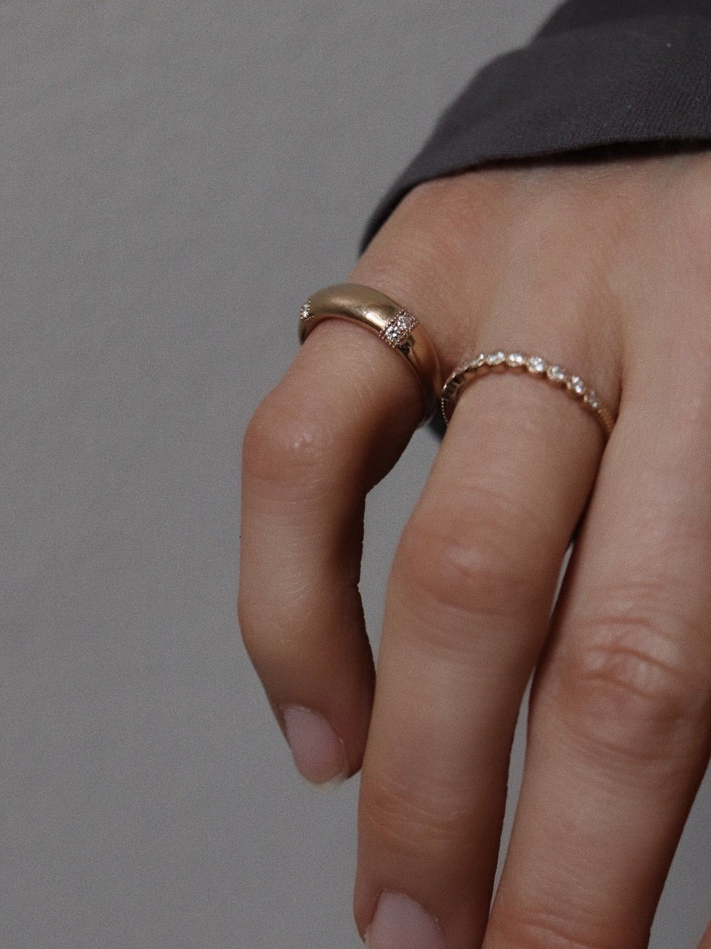 Nonna's Dome 18K Gold, Whitegold or Rosegold Ring w. Diamonds