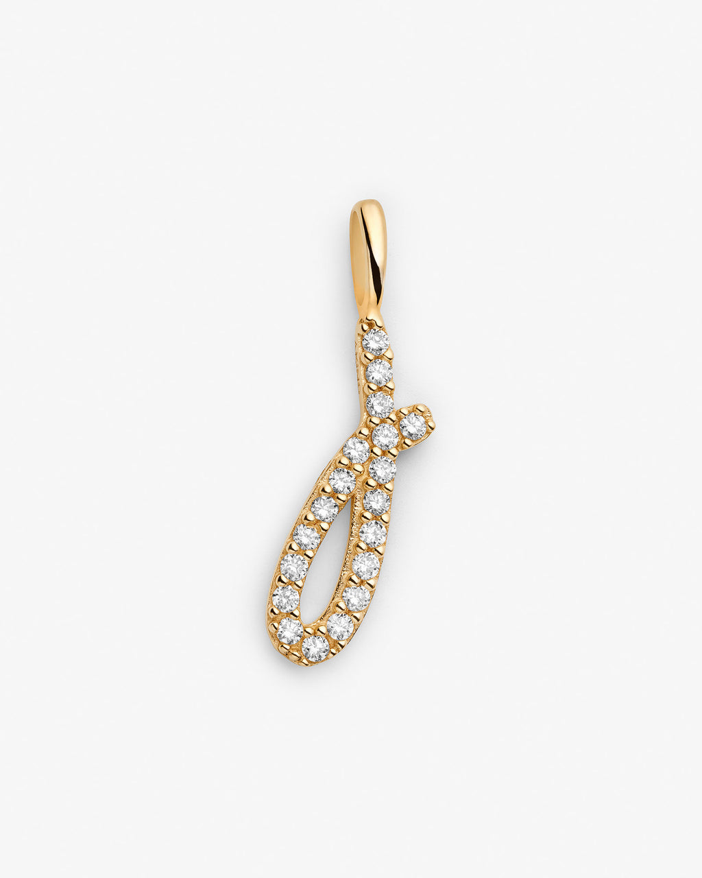 Initial J 14k Gold Necklace w. Lab-Grown Diamonds