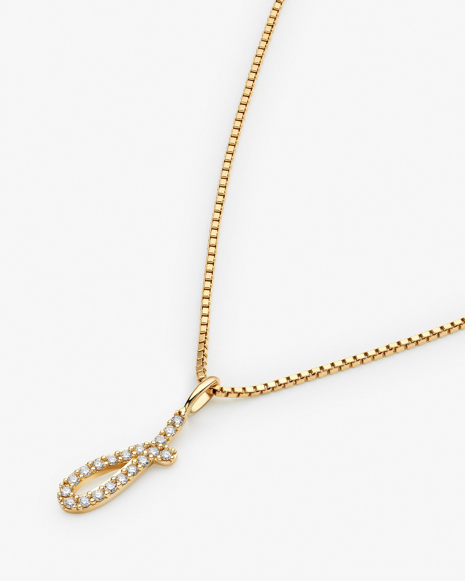 Initial J 14k Gold Pendant w. Lab-Grown Diamonds