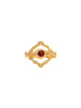 January Birthstone 18K Gold Ring w. Garnet & Sapphires