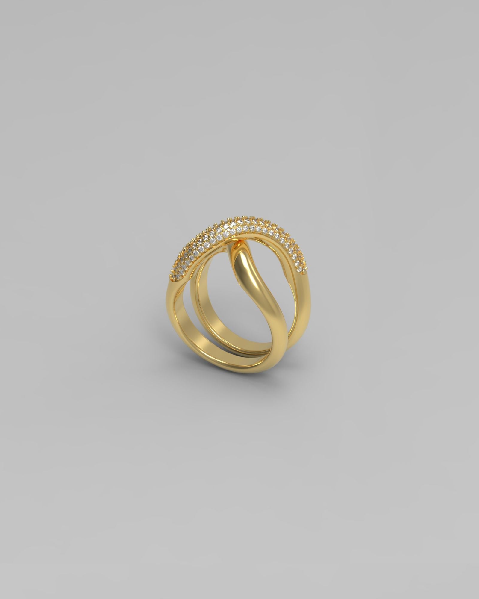 Thorn Double Pave 14K Gold Ring w. Diamonds