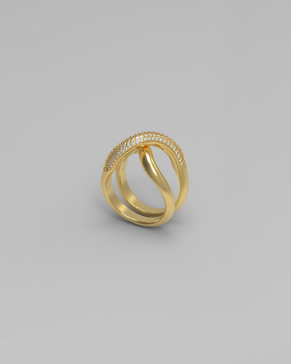 Thorn Double Pave 18K Gold Ring w. Diamonds