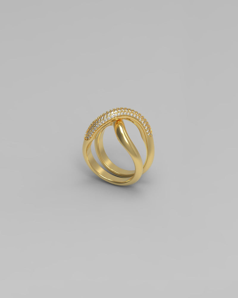 Thorn Double Pave 18K Gold Ring w. Diamonds