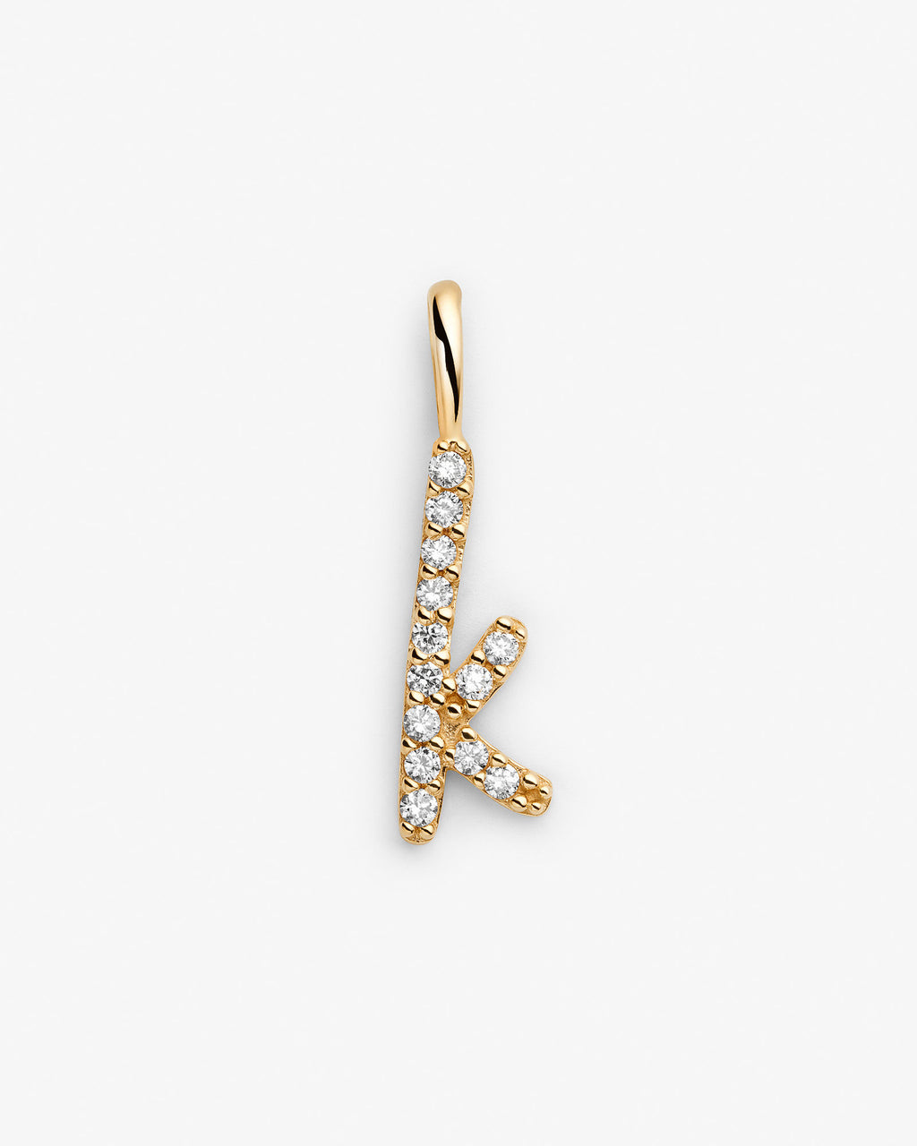 Initial K 14k Gold Necklace w. Lab-Grown Diamonds