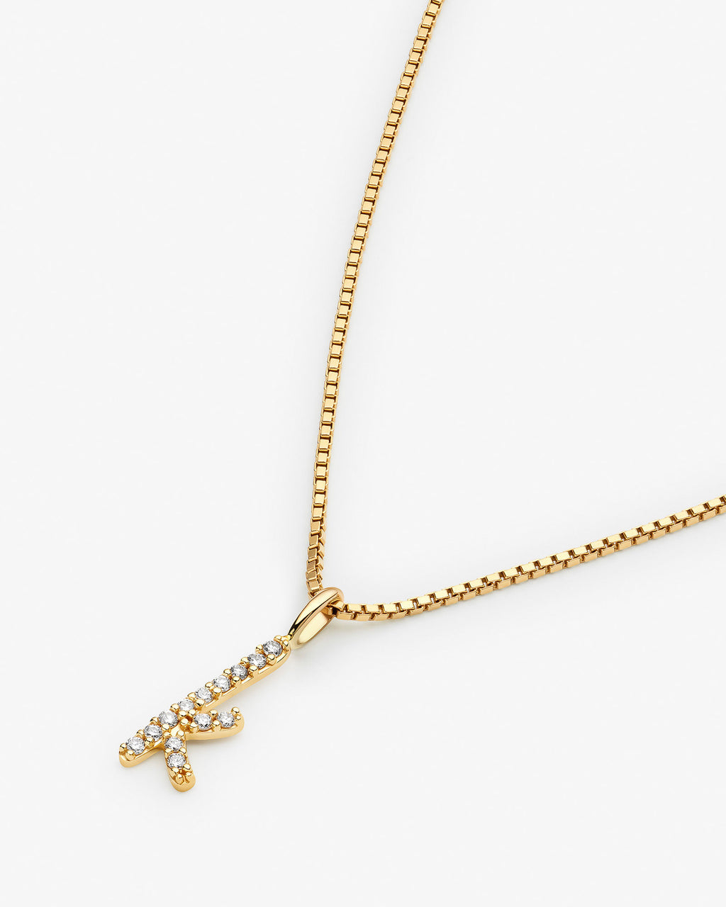Initial K 14k Gold Necklace w. Lab-Grown Diamonds