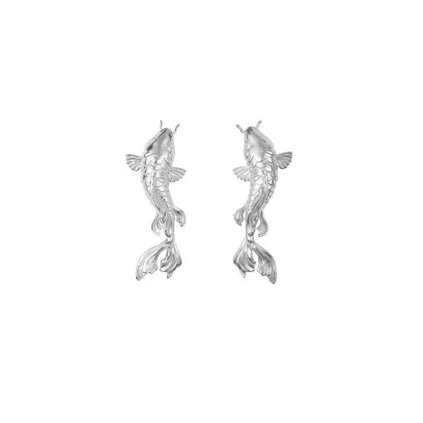 Koi Fish Silver Earrings