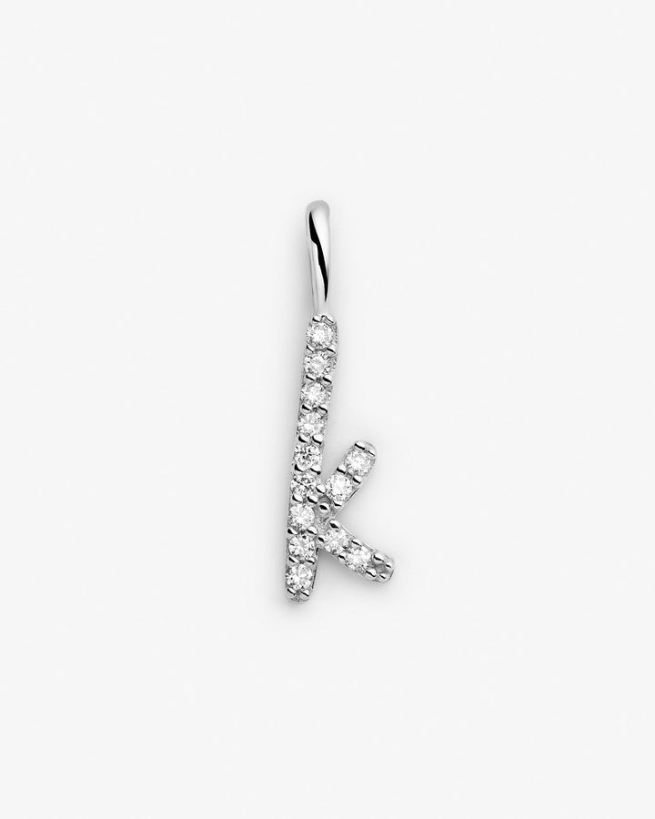 Initial K 14k Whitegold Necklace w. Lab-Grown Diamonds