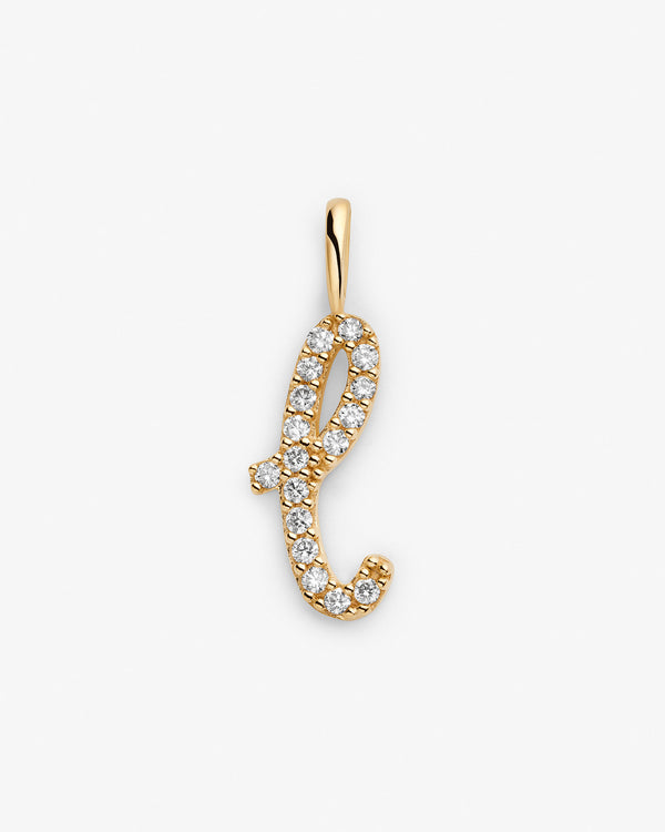 Initial L 14k Gold Necklace w. Lab-Grown Diamonds