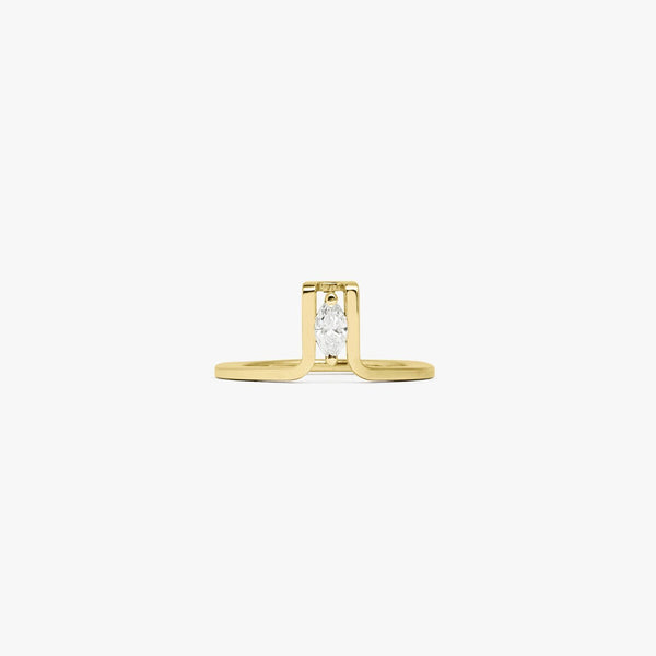 LIL 18K Gold Oura Cover Ring w. Marquise Lab-Grown Diamond