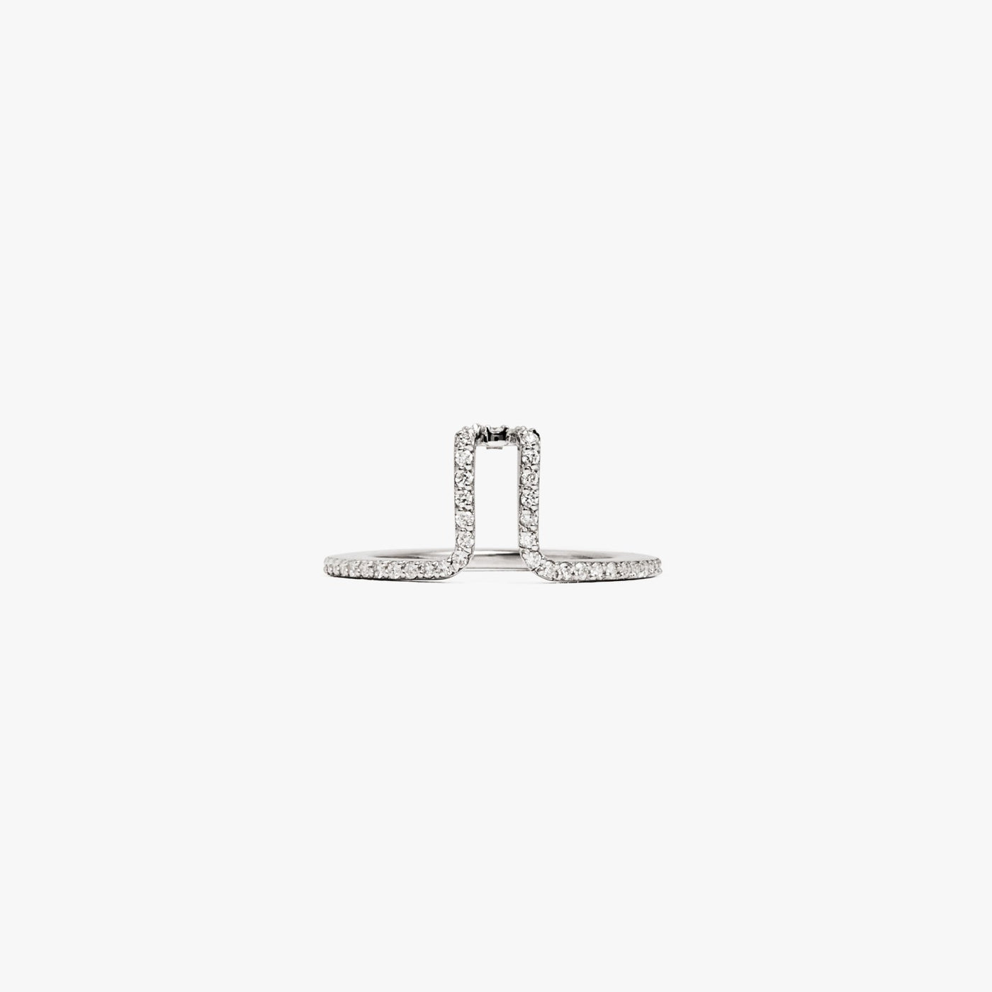 LIL Rhodium Plated Silver Pavé Oura Cover Ring w. Lab-Grown Diamonds