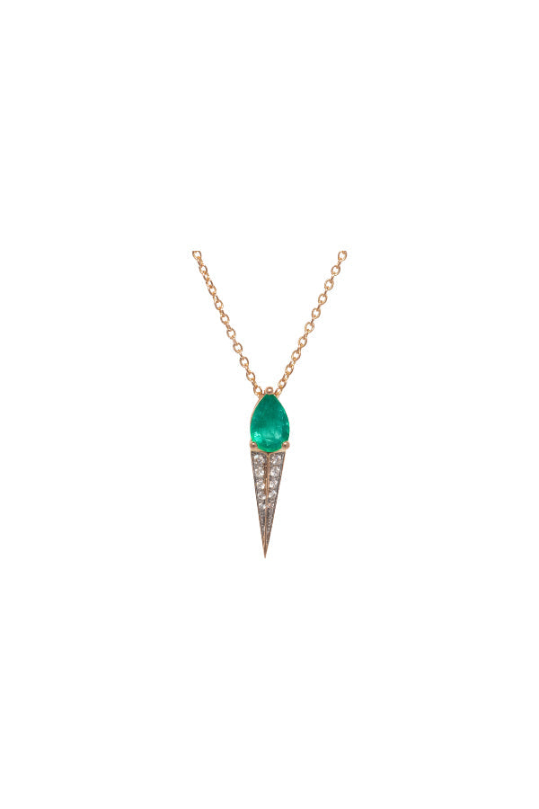 Unitaire 18K Rosegold Necklace w. Diamond & Emerald