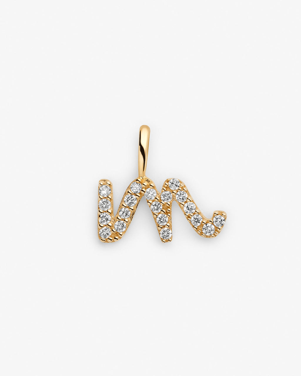 Initial M 14k Gold Necklace w. Lab-Grown Diamonds