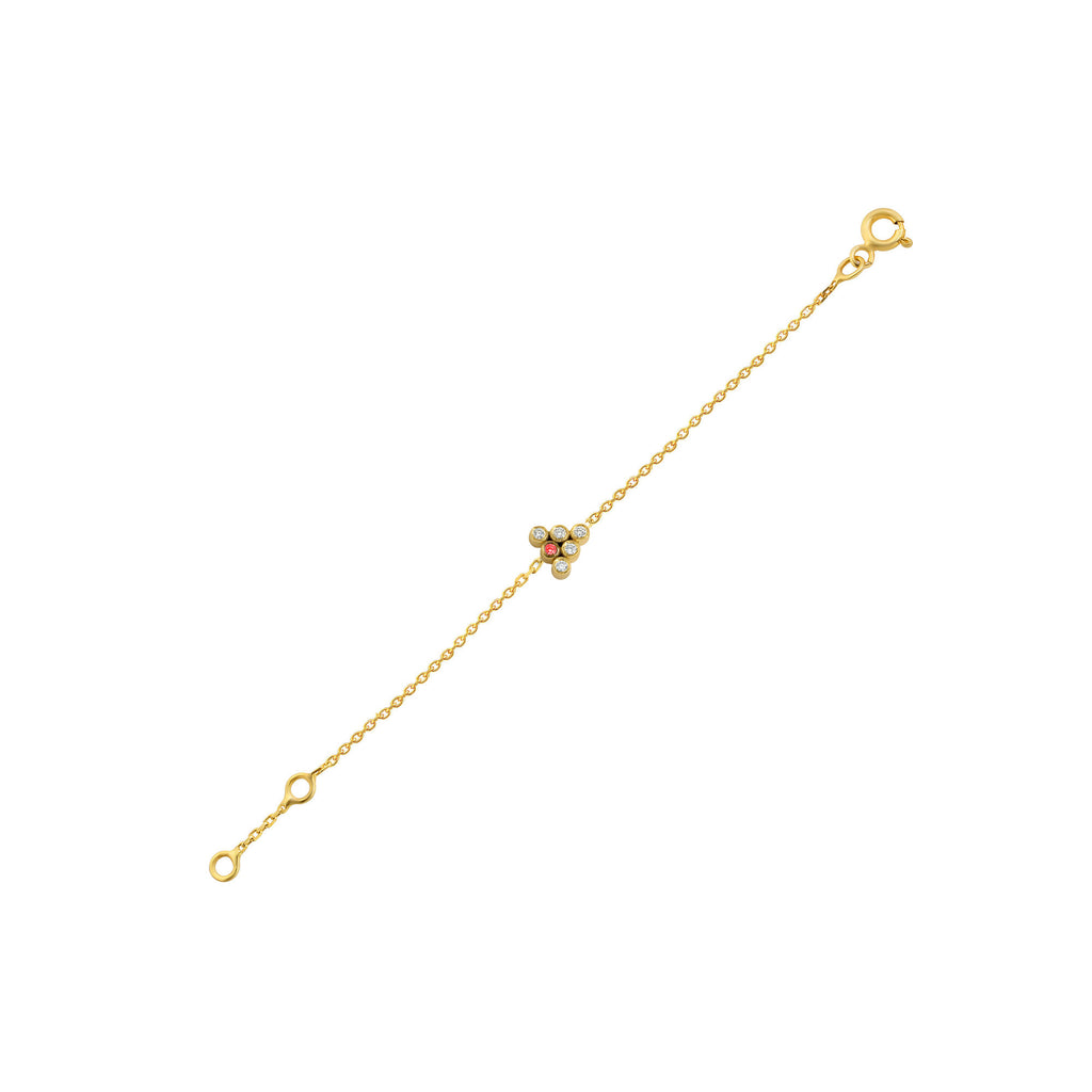 Mara 18K Gold Bracelet w. Diamonds & Ruby