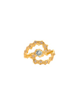 March Birthstone 18K Gold Ring w. Aquamarine & Sapphires