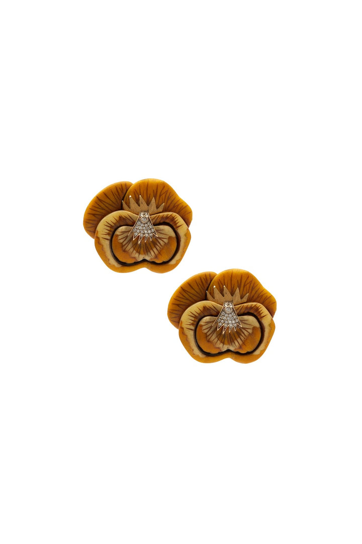 Marquetry 18K Gold Earrings w. Diamond