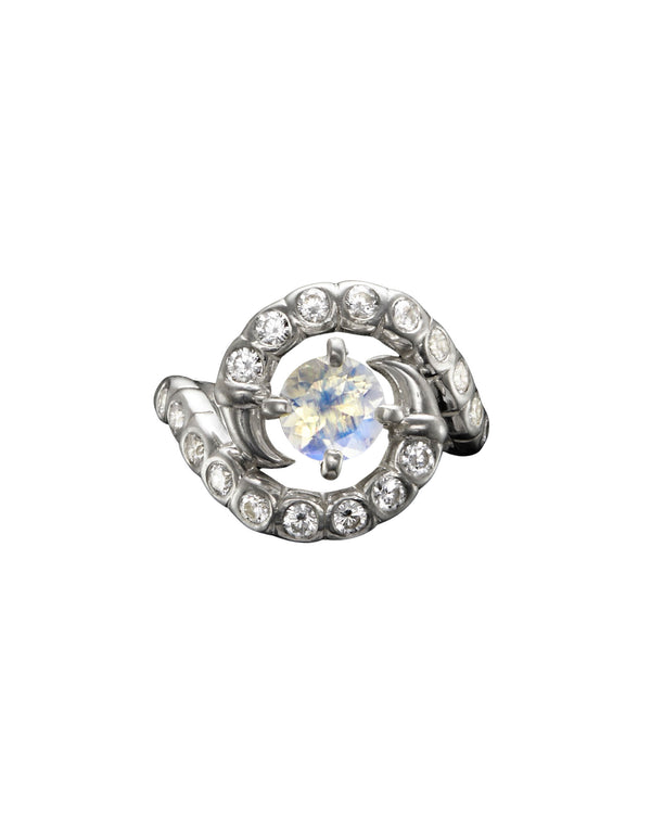 Maze Sølv Ring m. Månesten & Lab-Grown Diamant