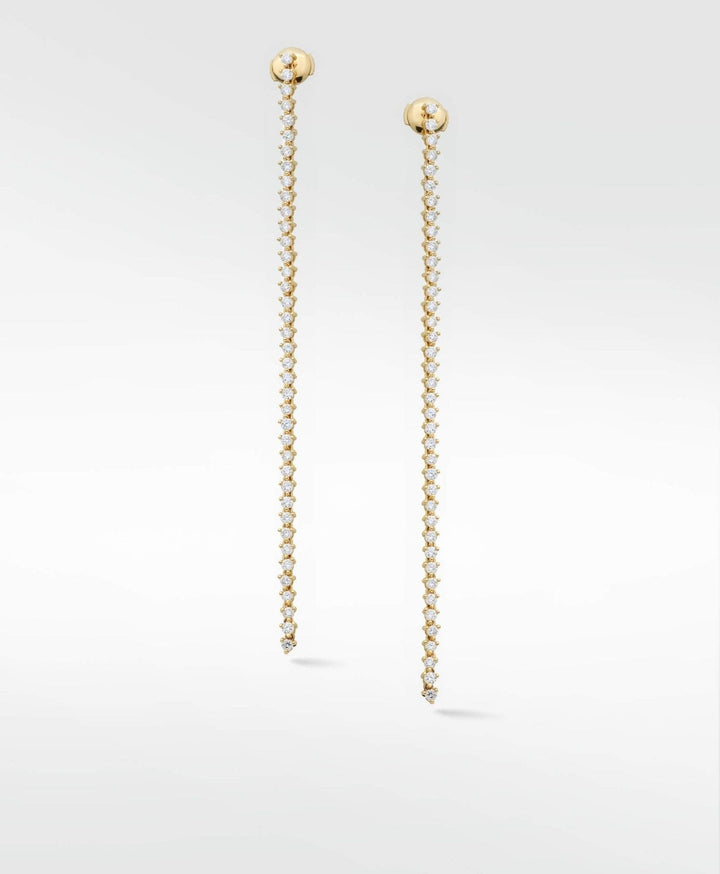 Modernist Long Drop 14K Gold Tennis Earrings & w. Lab-Grown Diamonds