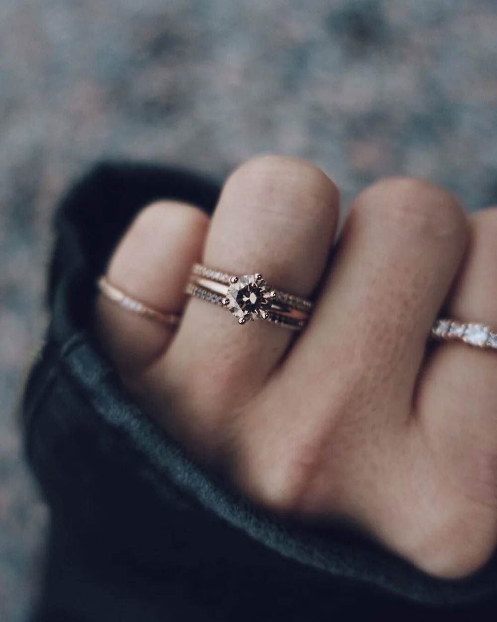 The Solitaire Chokolade 18K Guld, Hvidguld eller Rosaguld Ring m. Diamant