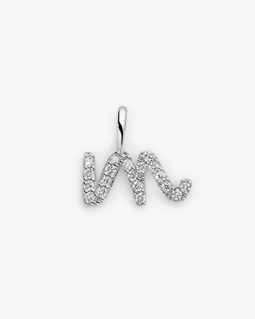 Initial M 14k Whitegold Necklace w. Lab-Grown Diamonds