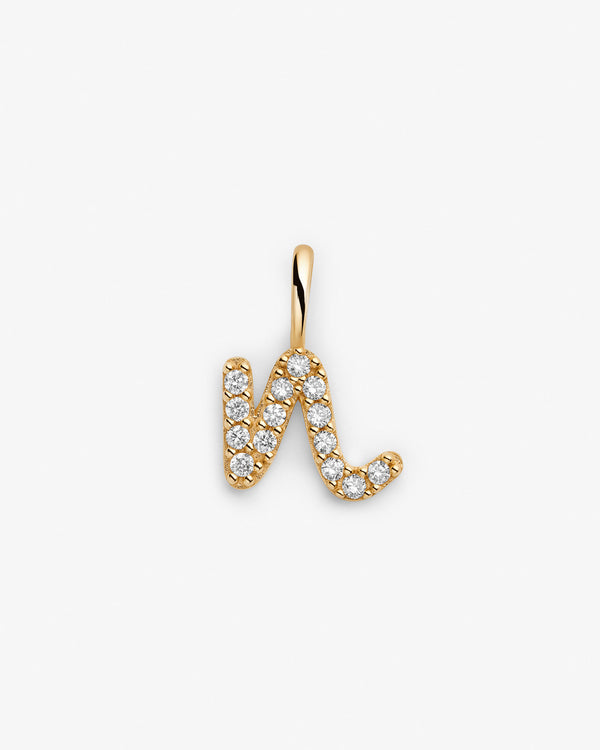 Initial N 14k Gold Necklace w. Lab-Grown Diamonds