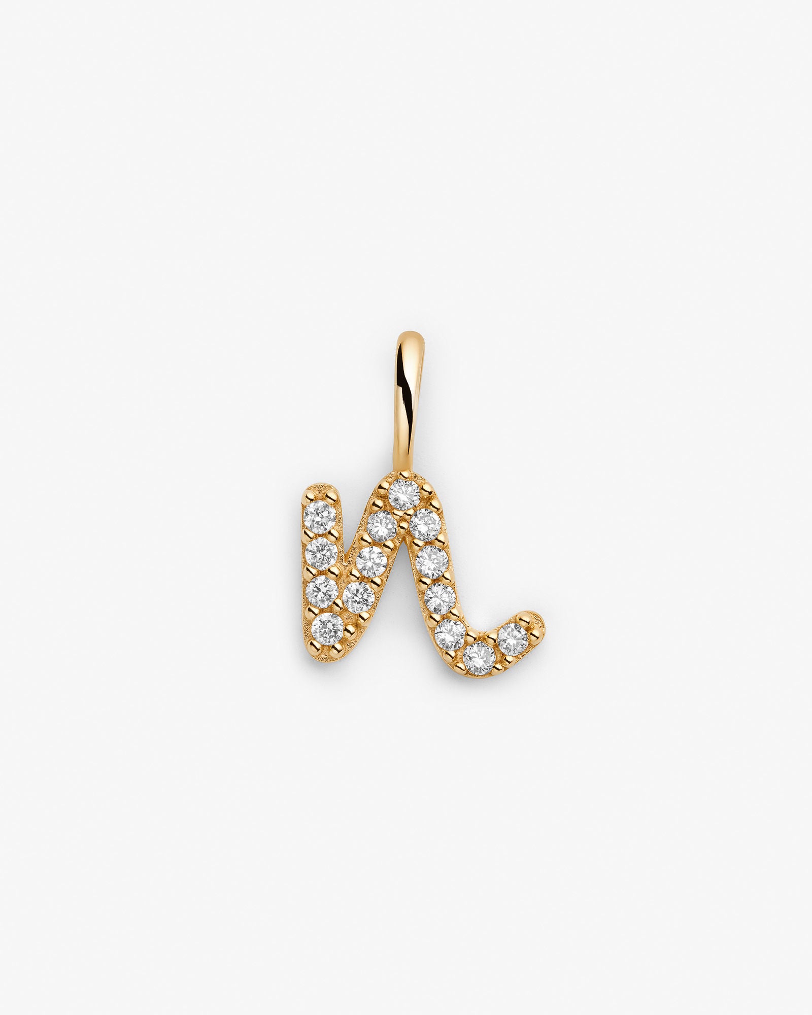 Initial N 14k Gold Pendant w. Lab-Grown Diamonds