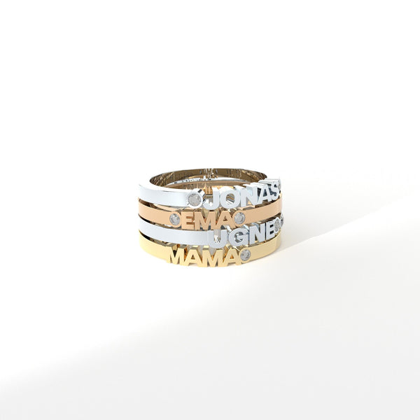 Maßgeschneidert 14k Gold, Whitegold oder Rosengold Name Ring