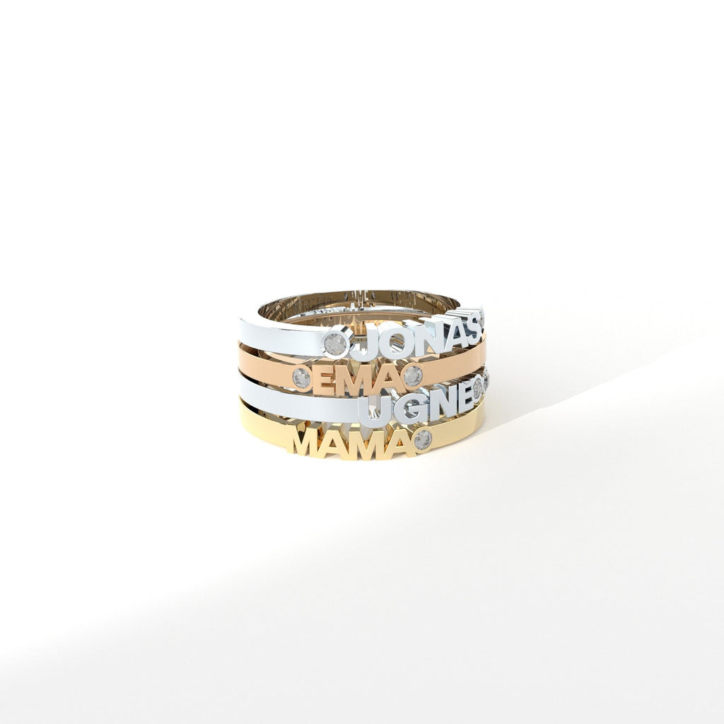 Bespoke 18K Gold, Whitegold or Rosegold Name Ring