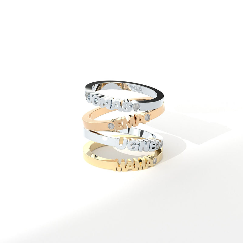 Bespoke 14K Gold, Whitegold or Rosegold Name Ring