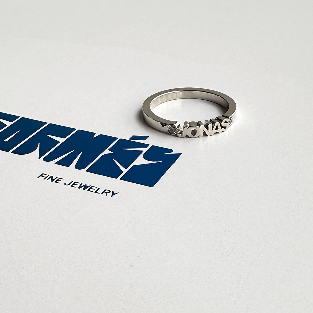 Bespoke 14K Guld, Hvidguld eller Rosaguld Navne Ring