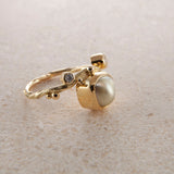 Seafire 18K & 22K Gold Ring w. Keshi Pearl & Diamond
