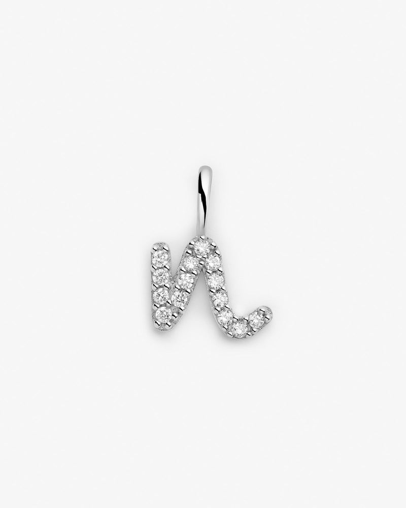 Initial N 14k Whitegold Necklace w. Lab-Grown Diamonds